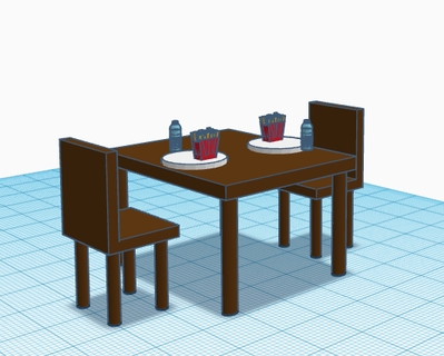 cenare mini impostato freddo cibo miniatura tavolo 3d stampa 3d print model - Mito3D