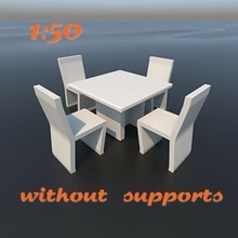 dîner table échelle lit diorama modèle maquette echelle 1 50 chaise manger chambre salle cabriolet 3d print model - Mito3D