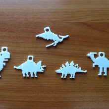 dino 8-bit keychain jewelry backtoschool boy keyring kids name tag keychains 3d print model - Mito3D