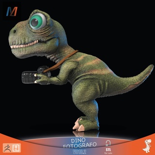 dino cameraman - v0182 dinosaur cheff photos camera art collectible toy fashion impresion3d 3d realistic details gift 3d print model - Mito3D