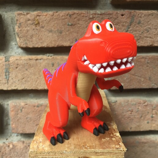 dino t-rex pinkfong stand t rex dinosaur cartoon animal toy 3D print model - Mito3D