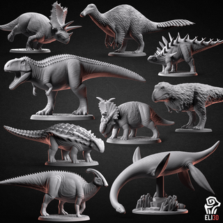 dinossauro agrupar 2 dinossauros dinos animal criatura miniatura pré histórico jurrásico trex tiranossauro giganotossauro parasaurolophus braquiossauro triceratops pachyrhinosaursu anquilossauro plesiossauro mosassauro estegossauro 3d print model - Mito3D