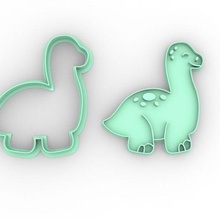 dinosaur - cookie cutter biscotti dino pastry shop bakery cookies cookiecutter cutters cutting stamp 3d print model - Mito3D
