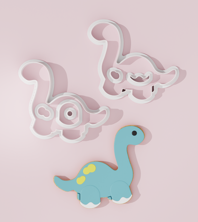 dinosaur 2 cookie cutter cutters easter designs baking tools pastry sugarpaste custom diy seasonal love event birthday party cake 3d print model - Mito3D