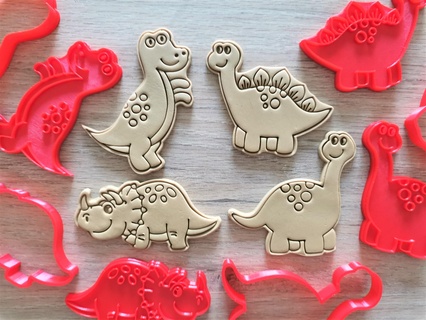 dinosaur cookie cutters dinosaurs baking kitchen bakery 3d print model - Mito3D