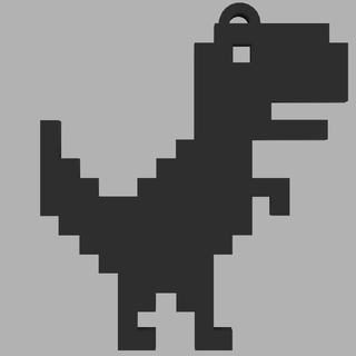 dinosaure boucles d'oreilles ligne attente porte clés cerceaux pixel art Google chrome 8 morceaux bijou rex Collier lien print in place 3d print model - Mito3D