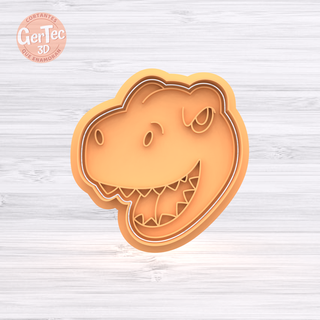 dinosaur face cutter stamp cookie dino seal mass cookies cold porcelain ceramics 3d print model - Mito3D