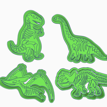 dinozor fosil kit x4 kurabiye kalıbı ev t rex diplodocus triceratops pterodactyl keskin kalıplar fondan tasarım mutfak fırın çizim dino trex 3d print model - Mito3D