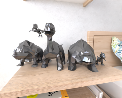 dinosaure terre temps lowpoly animal géométrique origami art sculpture statue facetté décoratif modèle mur faible poly fantaisie 3d print model - Mito3D