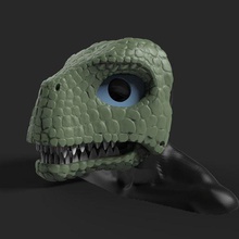 dinosaur mask art jurasic helmet cosplay halloween rex blue 3d print model - Mito3D