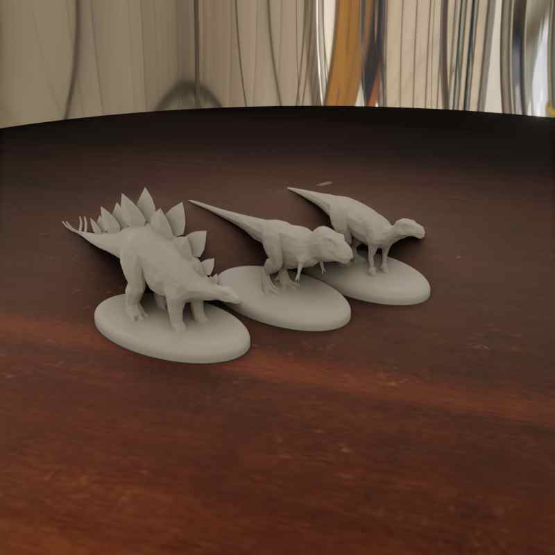 dinosaur pack - 3 models low poly Game dynosaurs model animal prehistory lowpoly art home decoration 3D print model - Mito3D