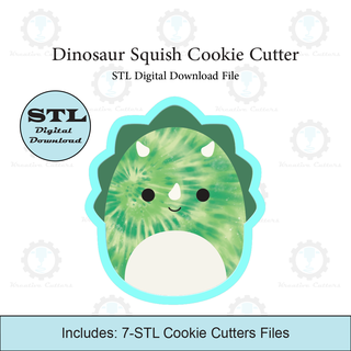 dinosaur squish cookie cutter stl file squishmallow 3d print model - Mito3D