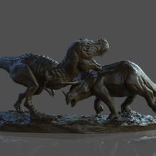 dinosaure de la statue art gratuit le tricératops jurasic 3dprint creture trex sculpture animal lézard musée reptile 3d print model - Mito3D
