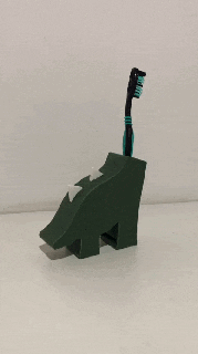 dinosaur toothbrush holder - bathroom organizer toothpaste dental floss home brush deco decoration 3d print model - Mito3D
