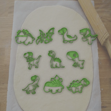 Dinozor hayvanat bahçesi kurabiye kesici Ayarlamak 10 kesiciler dino doğum günü hediye dekorasyon 3d print model - Mito3D