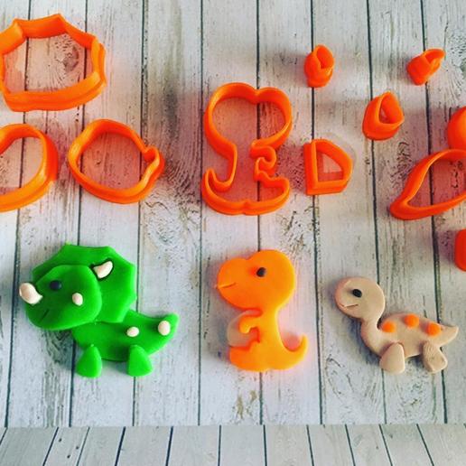 los dinosaurios del cortador de la galleta bebé cortadores dinossauros varios cookie 3D print model - Mito3D