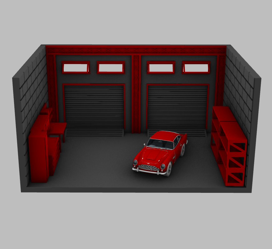diorama garage moulé pression 1 64 roues chaudes boîte d'allumettes 3D print model - Mito3D