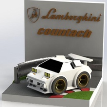 diorama lambo countach a arte lamborghini de carro pois brinquedo luxo sprotscar cena alegria 3d print model - Mito3D
