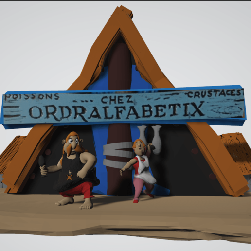 diorama vita scena ordralfab tix ielosubmarine Casa asterix oblix falbala idefix panoramix cetautomatix agecanonix odralfabétix uderzo goscinny omaggio assurancetourix romain belga i fumetti comico 3D print model - Mito3D