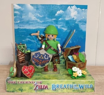 diorama lien playmobil Zelda épée bouclier kolog cœur poitrine cheikah calcul cambre 3d print model - Mito3D
