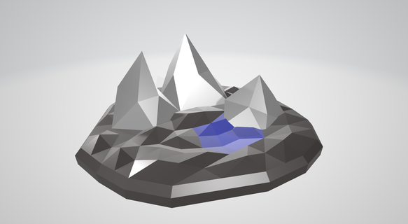 diorama montagnes Lac poly nature 3d print model - Mito3D