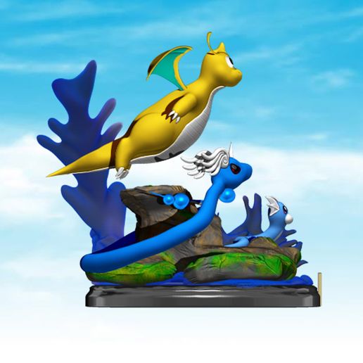 diorama pokemon desarrollos dragonita 3D print model - Mito3D
