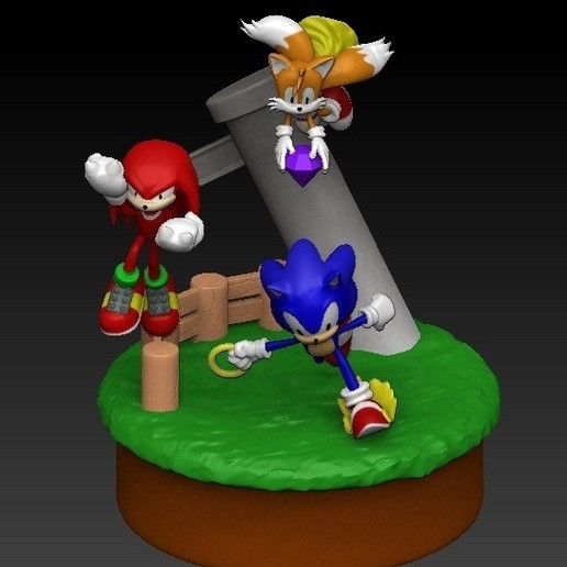 diorama di sonic gioco jannie code le nocche amatoriale 3D print model - Mito3D