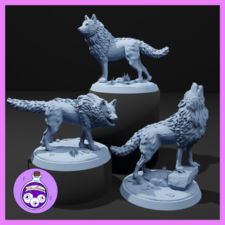 terrible Loup pack loup garou loups familier forme sauvage bête animal monstre créature ttrpg dnd donjons Dragons miniature éclaireur 3d print model - Mito3D