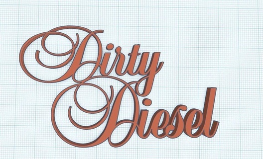dirty diesel sign keyring car home personalised unique custom 3d print model - Mito3D