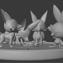 sporco scorbunny nickit mangiare tempo diorama gioco Il 2020 pokemon 2019 scudo spada giocattolo anime pokmon 3d print model - Mito3D