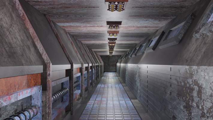 sujo túnel corredor velho sombrio assustador jogos ambiente horror arrepiante interior arruinado assombrada abandonado militares subterrâneo 3d print model - Mito3D