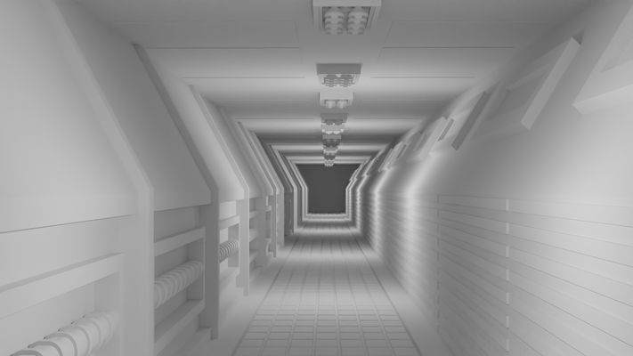 dreckig tunnel no material gang alt dunkel unheimlich spiel umgebung grusel gruselig innere flur ruiniert halle verfolgt verlassen militär 3d print model - Mito3D