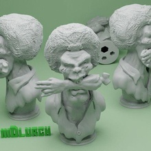 disco zombi creux fantaisie amusement main monstre bande dessinée stature poitrine 3d print model - Mito3D