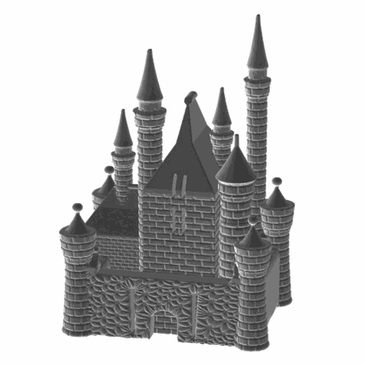 Disney Schloss Architektur Gebäude mittelalterlich Terrain 3D print model - Mito3D