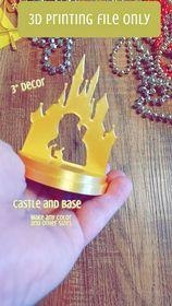 Disney castelo beleza fera silhueta pequeno peça central decorações Princesa belle bolo chapéus coco doce 16 aniversário decoração Casamento 3d print model - Mito3D