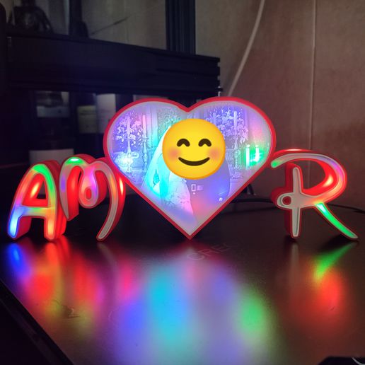 disney love illuminated sign art luminous lithophania photo valentine's day heart 3D print model - Mito3D