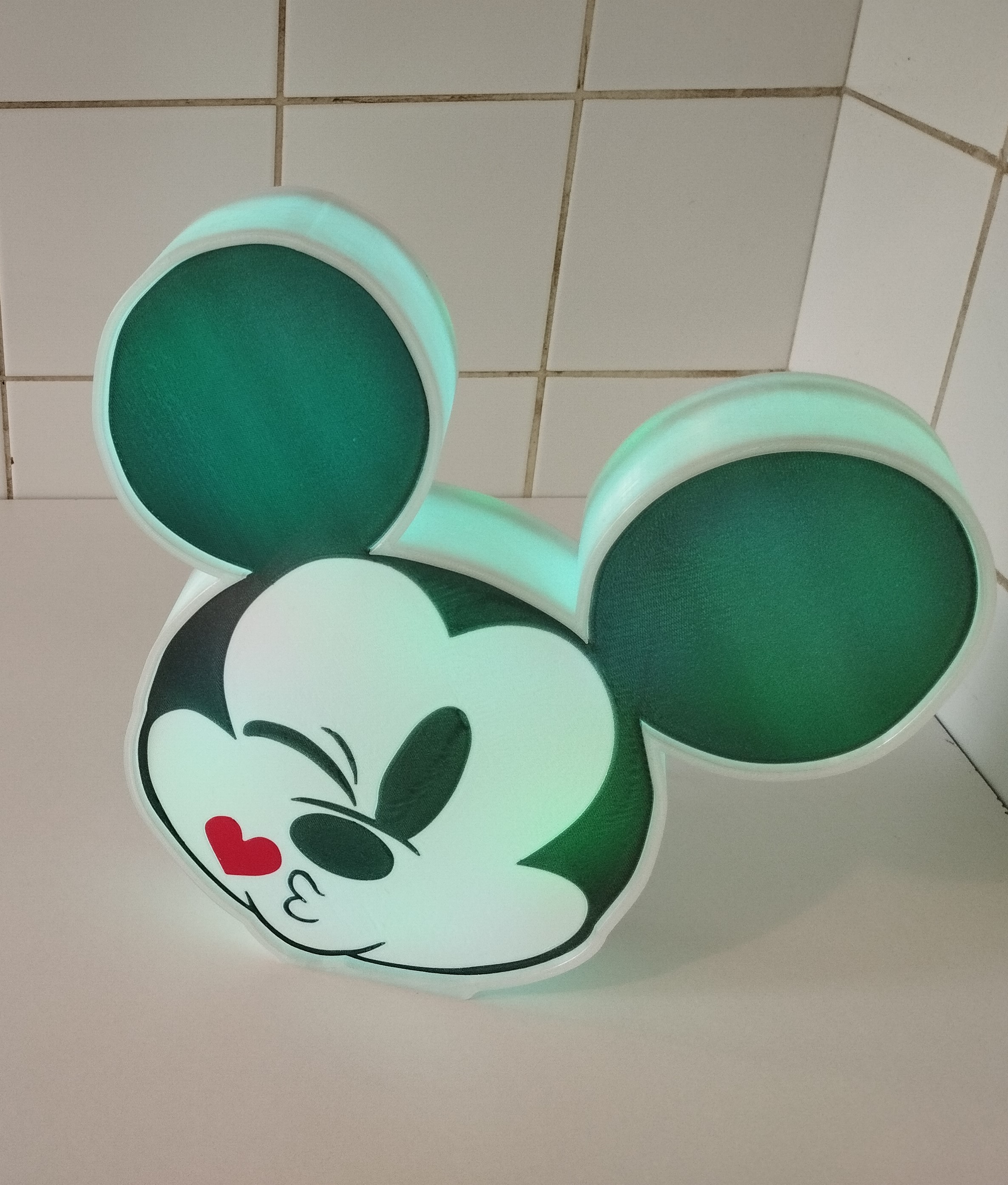 disney Mickey ratón lámpara ligero caja luminaria luminoso LED banda Encendiendo 3D print model - Mito3D