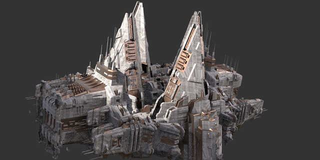 district 10 mothership design tatooine starwars space gonk ship mountain rocks alien architectural ruin sci fi 3d print model - Mito3D