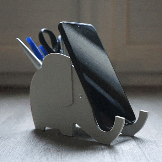 plongeur - éléphant stand portable crayon de la coupe divers matériau stokage téléphone soutien le stockage productivite pot mignon kawaii l'éléphant bricolage décoration déco bureau 3D print model - Mito3D