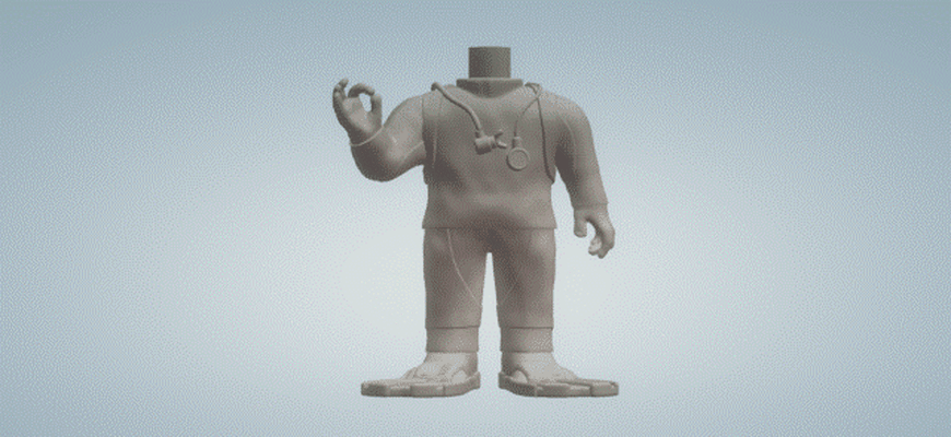 plongeur corps funko pop homme art douane 3d print model - Mito3D