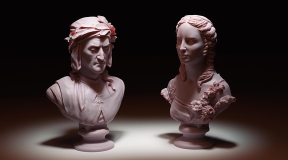 divine commedia busti collezione 3d stampabile stl 135mm scala arte ritratto scultura dante alighieri fallimento beatrice bellezza 3d print model - Mito3D