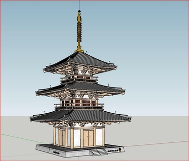Fai modello hokiji pagoda arte architettura 3d Stampa stl Cinese edificio antico legno falegname dou gong proibito città Giappone Cina 3d print model - Mito3D