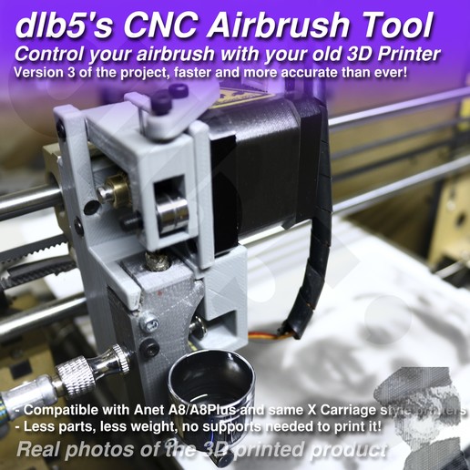 dlb5s 3d imprimé cnc aérographe titulaire soutien v3 contrôle imprimante outil dlb5 filet a8 prusa DIY arduino rampes 3D print model - Mito3D