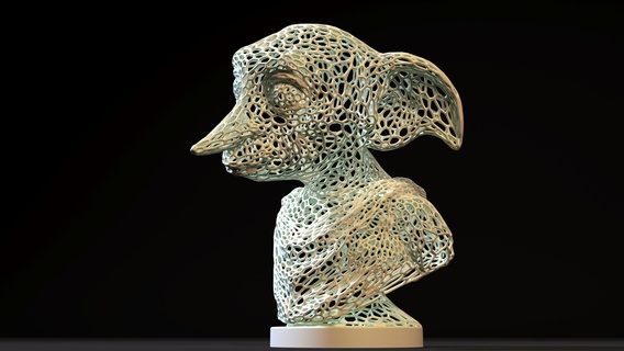 Dobby Herry Töpfer Herrypotter Charakter Kunst Skulpturen Zahl Statue Miniaturen Kopf Drahtmodell voronoi Maschendraht Dekor Lampe Draht 3d print model - Mito3D