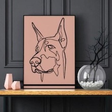 doberman arte cão parede mínimo 2d animal 3d print model - Mito3D
