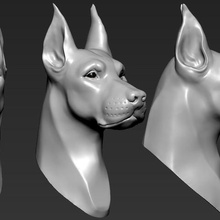doberman head art designs toy fish printing 3d sculpture animal 3d print model - Mito3D