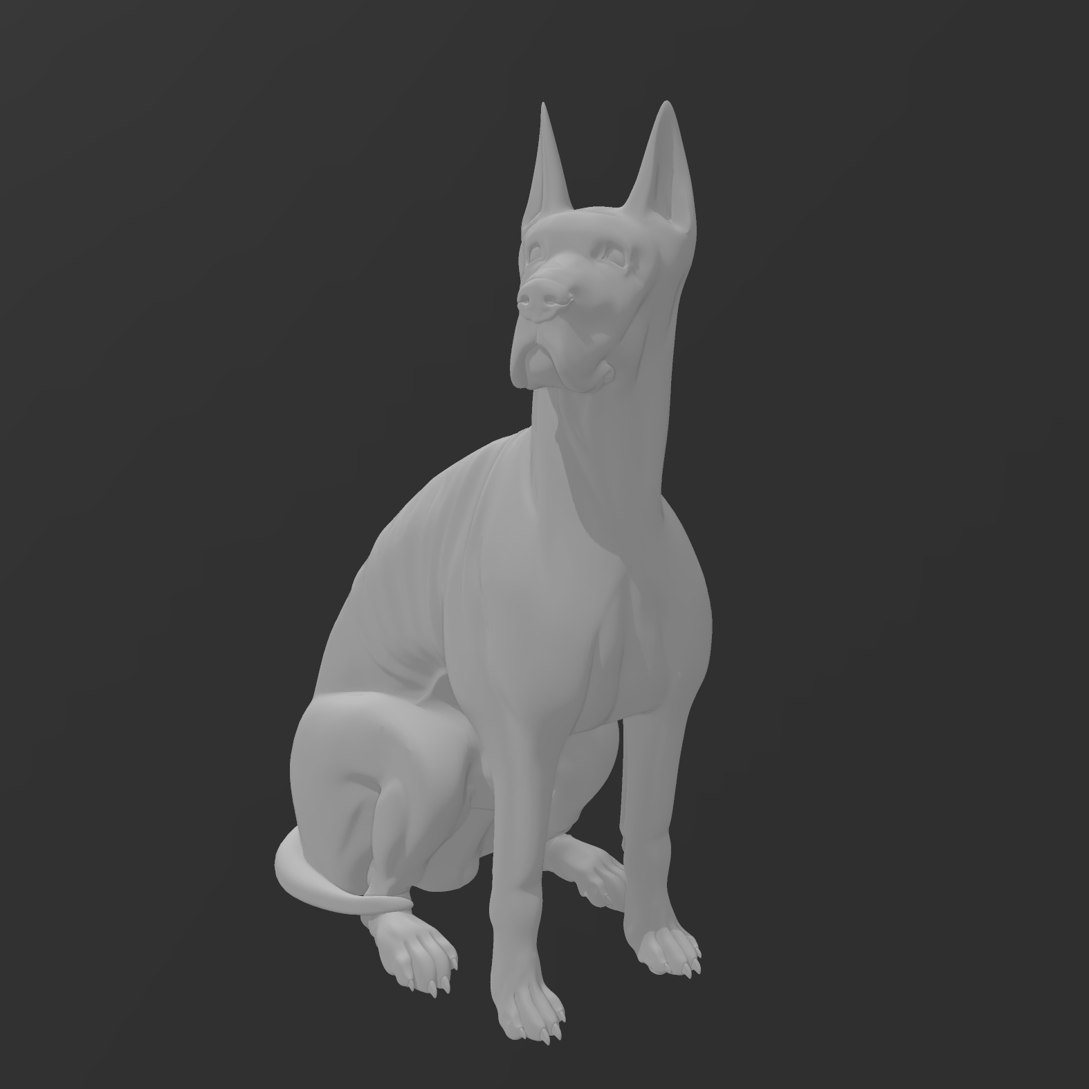 Doberman oturma durum hd köpek oturmak 3D print model - Mito3D