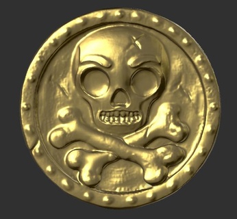 dobro dobrão moeda oro pirata ouro crânio jogos bucaneiro medalha marinheiro navios tampo mesa dnd 3d print model - Mito3D