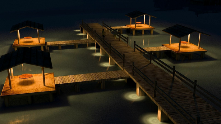 dock zattera mare barca nave architettura esterno paesaggio spiaggia architettonico 3d print model - Mito3D