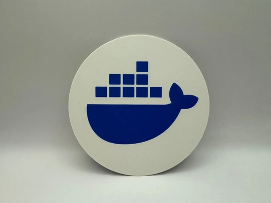 docker logo cercle coaster art badge circuit imprimé 3d print model - Mito3D